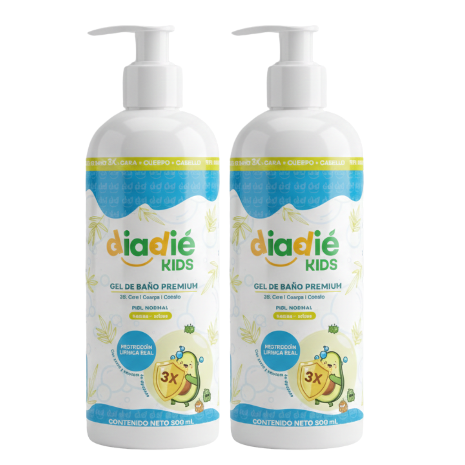 DIADIE KIDS Gel de baño PREMIUM para bebés y niños con aceite de aguacate. Limpia e hidrata. 2pack