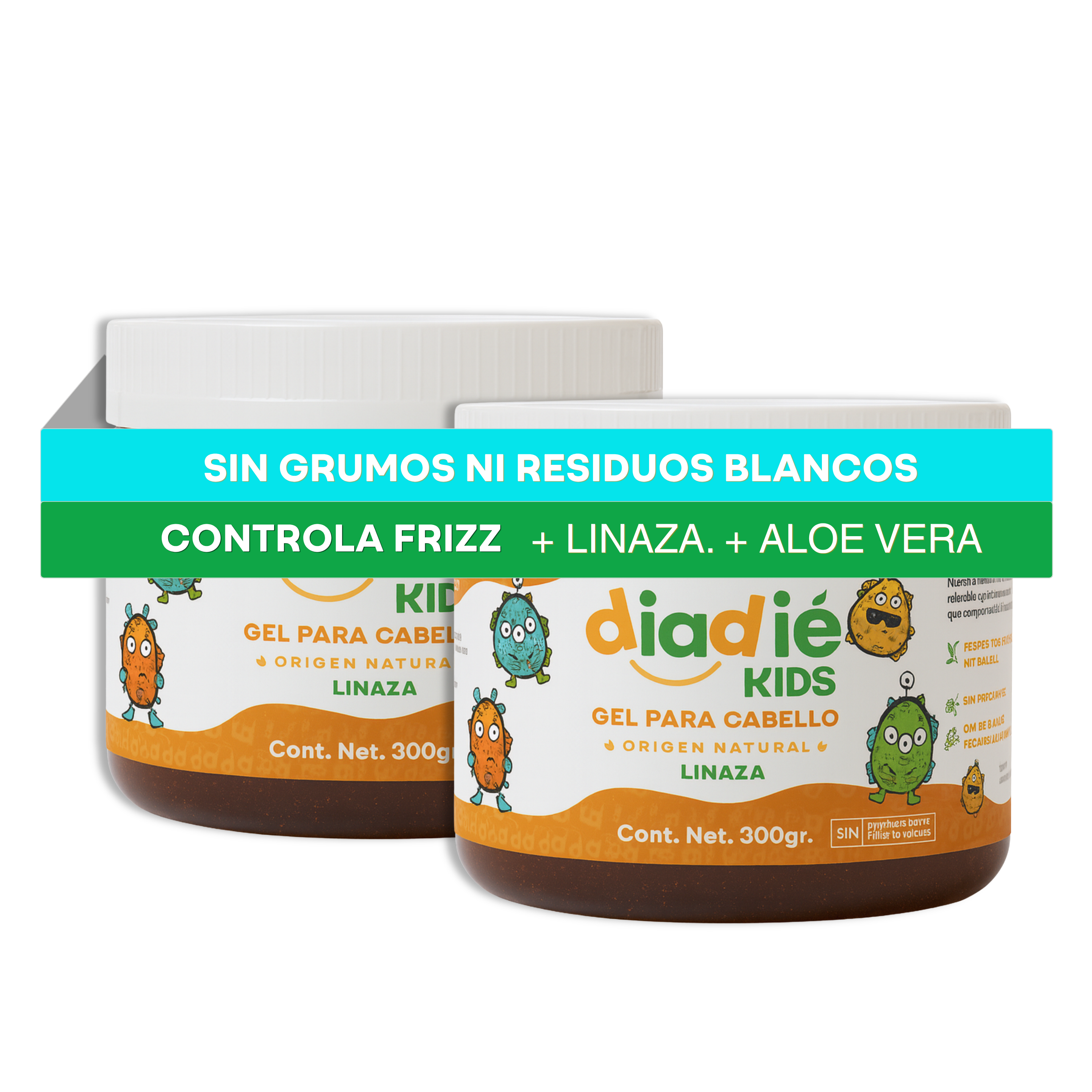 DIADIE KIDS Gel para cabello de linaza sábila, frizz rizos definidos 2 Pack