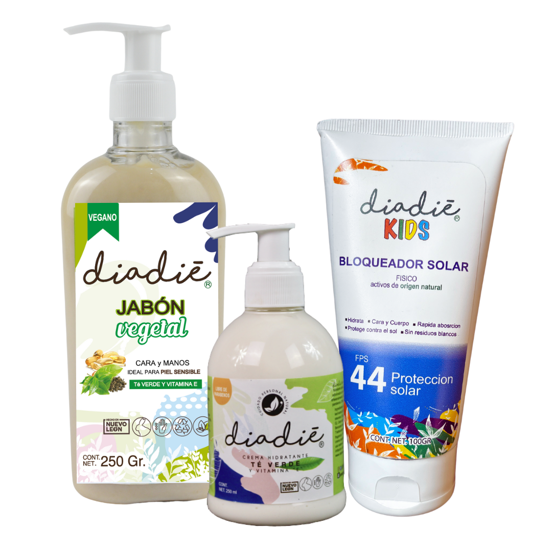 KIT, ABC, cuidado facial, diario, origen natural. Kit cosmetico facial, Kit basico cosmetico, cuidado facial, Libre de químicos. Limpia, hidrata, protege. Kit facial para principiantes.