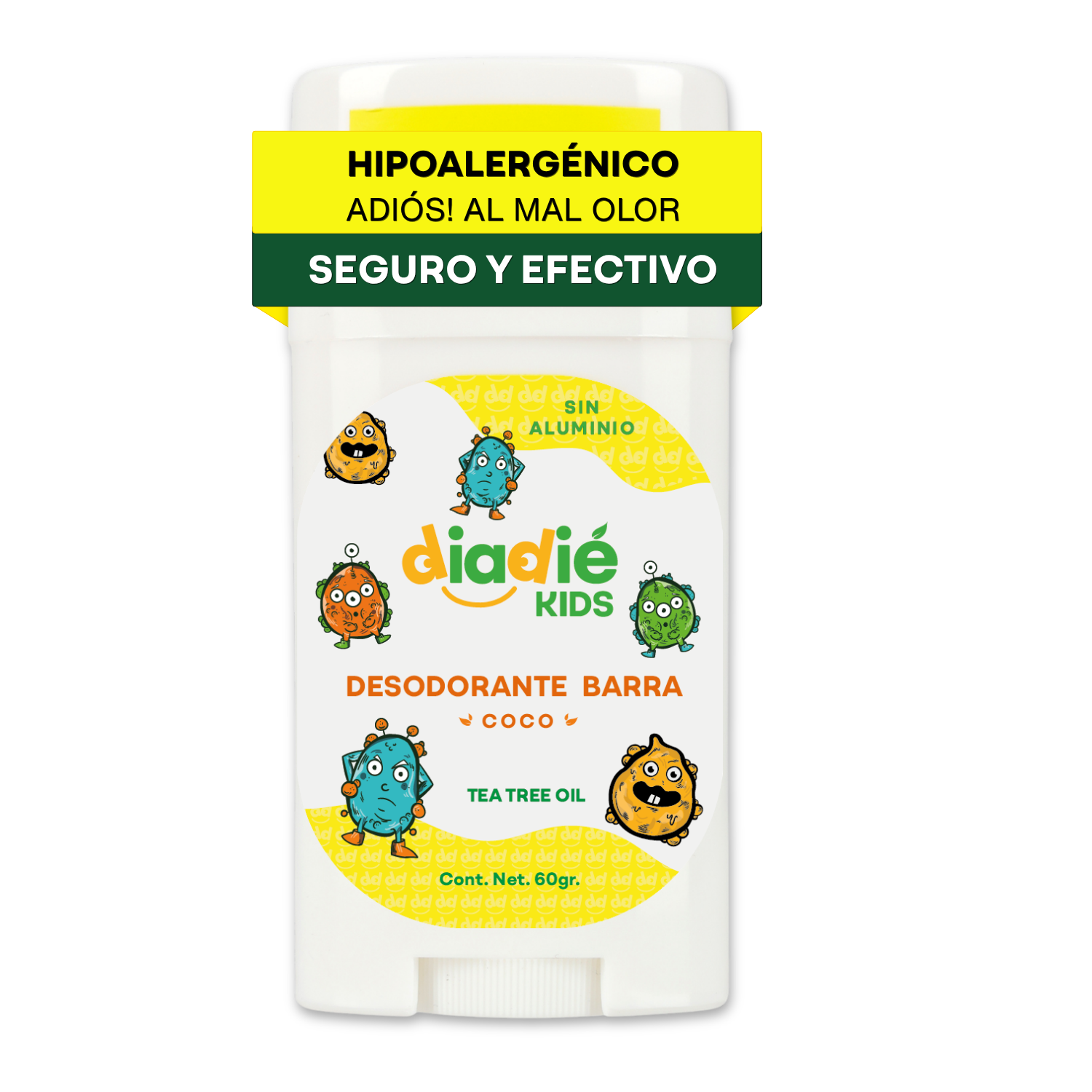 DIADIE KIDS Desodorante natural para Niños, Barra, Coco 1 Pza