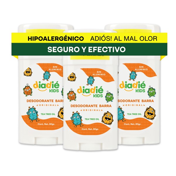DIADIE KIDS Desodorante natural para Niños, Barra, Original 3 Pack