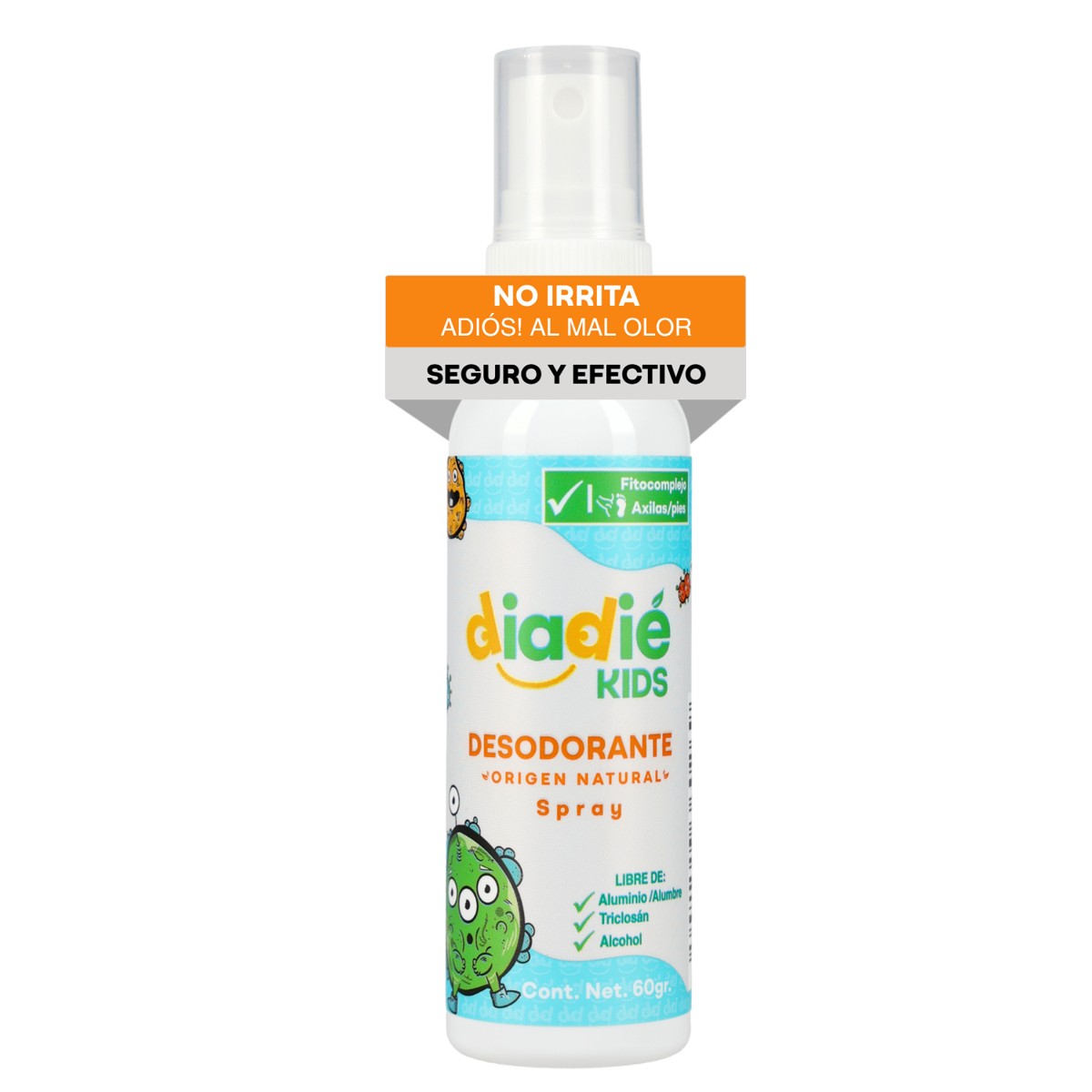 DIADIE KIDS Desodorante Natural para Niños, atomizador, axilas y pies 1 Pz