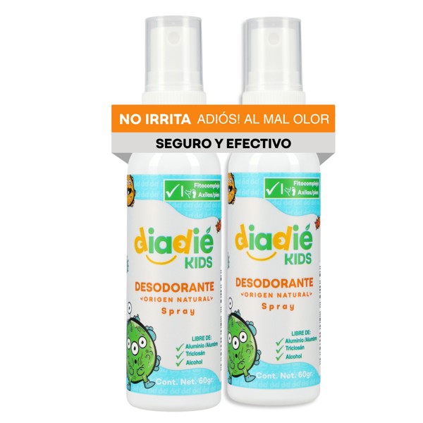 DIADIE KIDS Desodorante Natural para Niños atomizador axilas y pies 2 Pack