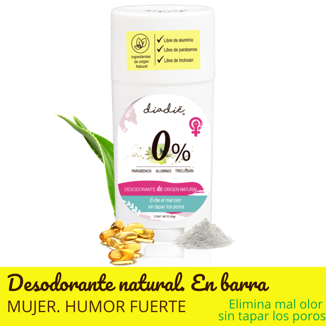 Diadie desodorante 100% natural mujer. humor fuerte. Elimina mal olor sin tapar poros. 24hrs
