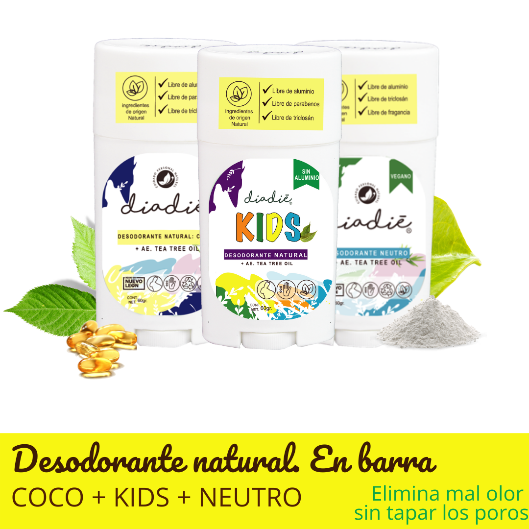 DIADIE desodorante natural 3pack basico. Unisex. Libre de aluminio