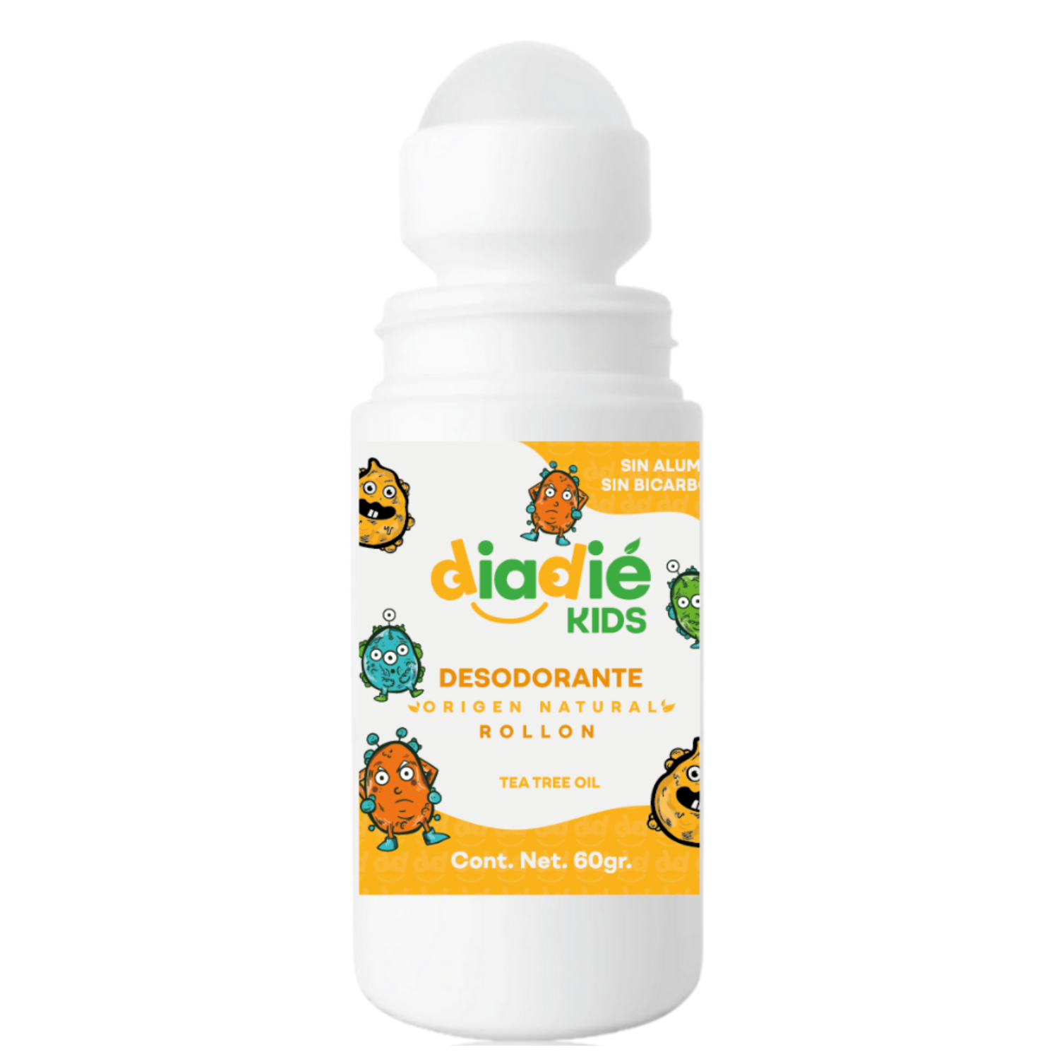 Diadie Kids, Desodorante para Niños, Niñas, Piel Sensible, Sin Aluminio, Sin Bicarbonato, elimina mal olor, Rollon, 60g, 1 Pack