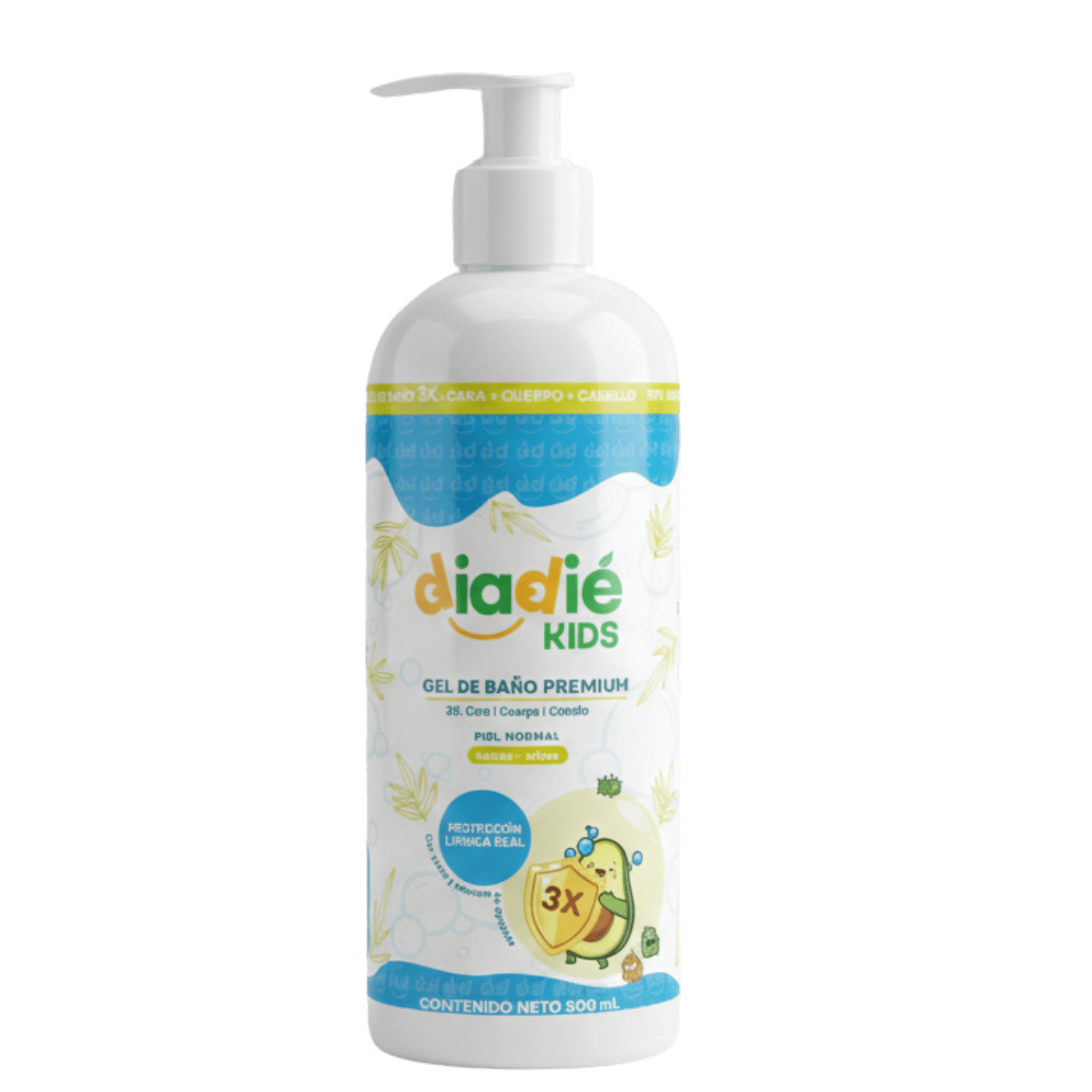 DIADIE KIDS Gel de baño PREMIUM para bebés y niños con aceite de aguacate. Limpia e hidrata. 500ml